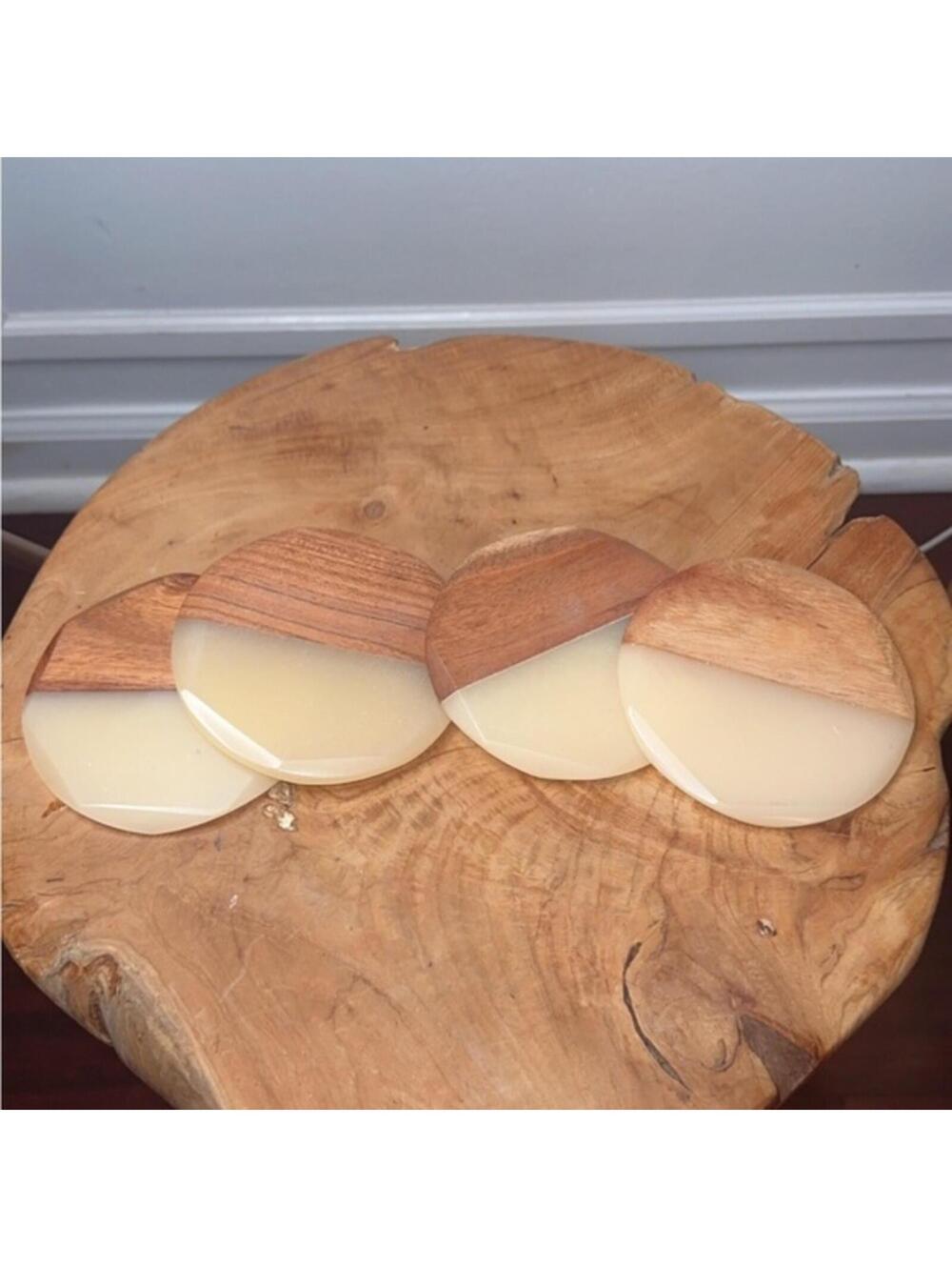 NWT Pier 1 Wood and Resin Coasters Set of 4